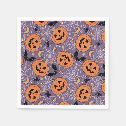 Purple Jack_O_Lantern Halloween Pattern Napkins