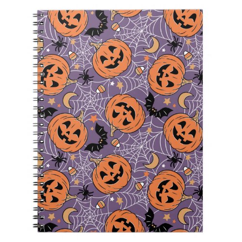 Purple Jack_O_Lantern Halloween Pattern Notebook