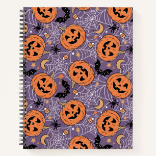 Purple Jack-O-Lantern Halloween Pattern Notebook