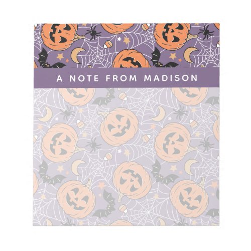 Purple Jack_O_Lantern Halloween Pattern Notepad