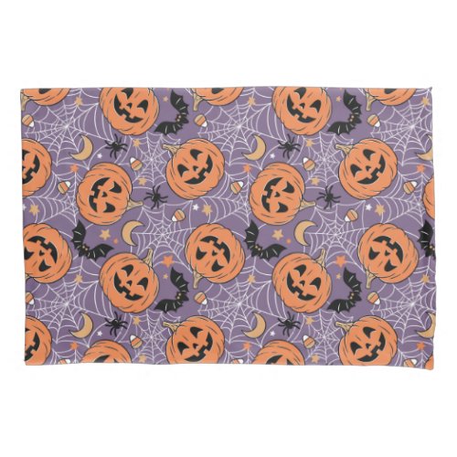 Purple Jack_O_Lantern Halloween Pattern Pillow Case