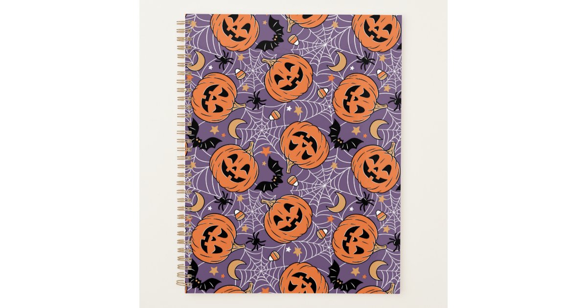 Purple Jack-O-Lantern Halloween Pattern Planner | Zazzle