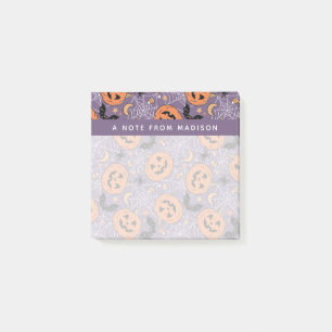 Purple Jack-O-Lantern Halloween Pattern Post-it Notes