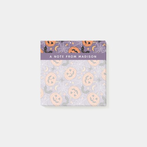 Purple Jack_O_Lantern Halloween Pattern Post_it Notes