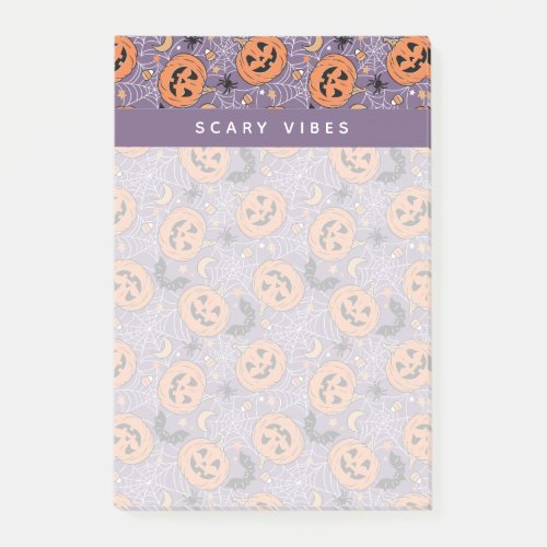 Purple Jack_O_Lantern Halloween Pattern Post_it Notes