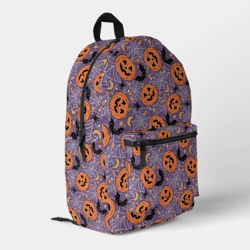 Purple Jack_O_Lantern Halloween Pattern Printed Backpack