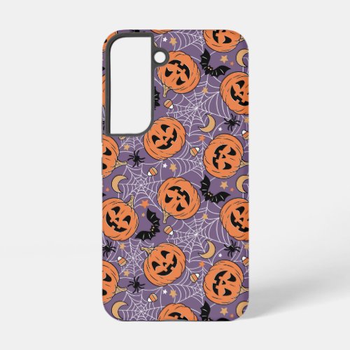 Purple Jack_O_Lantern Halloween Pattern Samsung Galaxy S22 Case