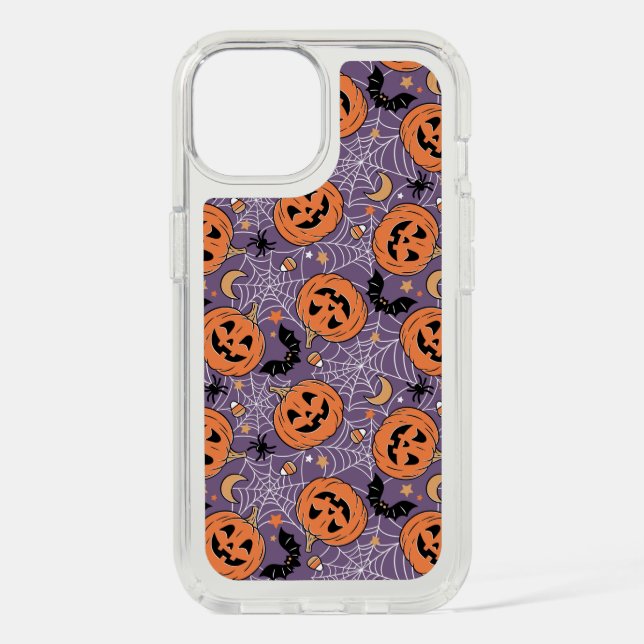 Purple Jack-O-Lantern Halloween Pattern Speck iPhone Case (Front)