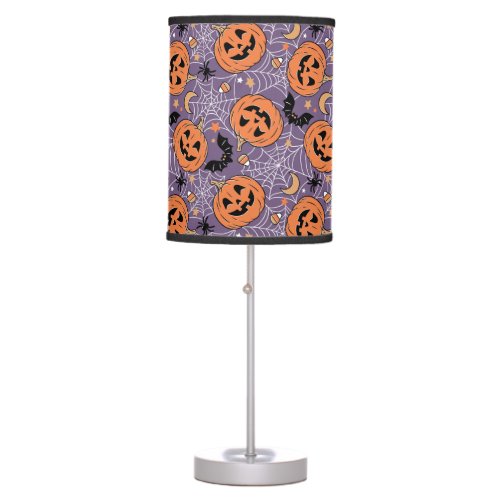 Purple Jack_O_Lantern Halloween Pattern Table Lamp