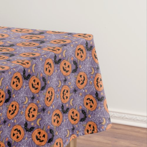 Purple Jack_O_Lantern Halloween Pattern Tablecloth