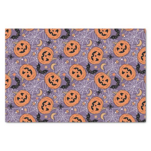 Purple Jack_O_Lantern Halloween Pattern Tissue Paper