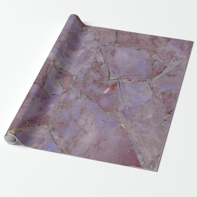 Purple Jade Marble Print Wrapping Paper (Unrolled)