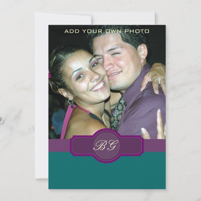 Purple Jade Wedding Invitations Monograms Photo (Front)