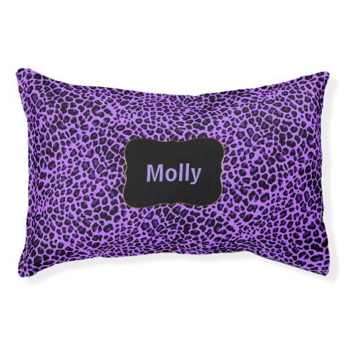 Purple Jaguar Print Personalized Pet Bed