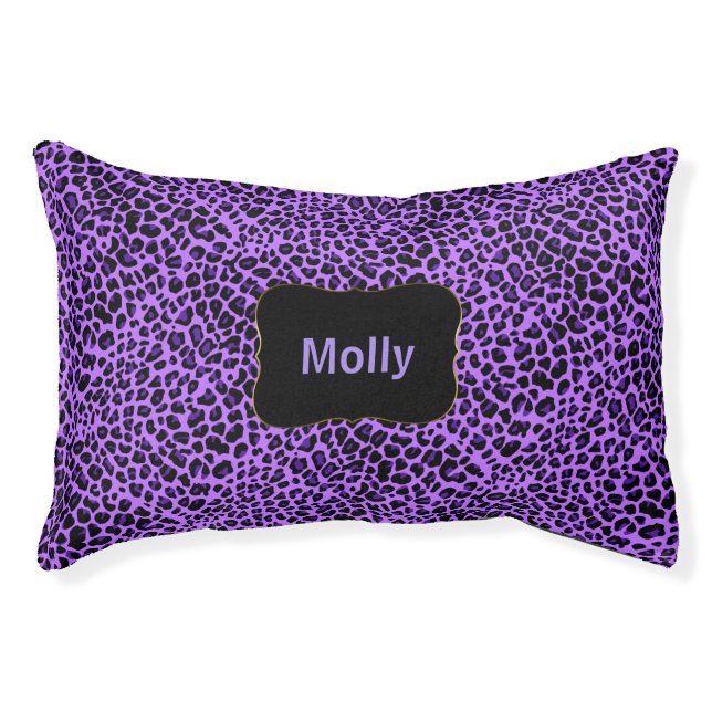 Purple Jaguar Print Personalized Pet Bed (Front)