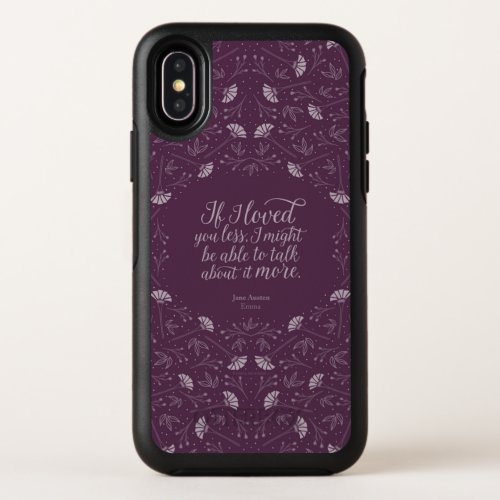Purple Jane Austen Emma Book Floral Love Quote OtterBox Symmetry iPhone X Case