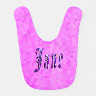 Purple Jane Name Logo, Baby Girls Pink Bib
