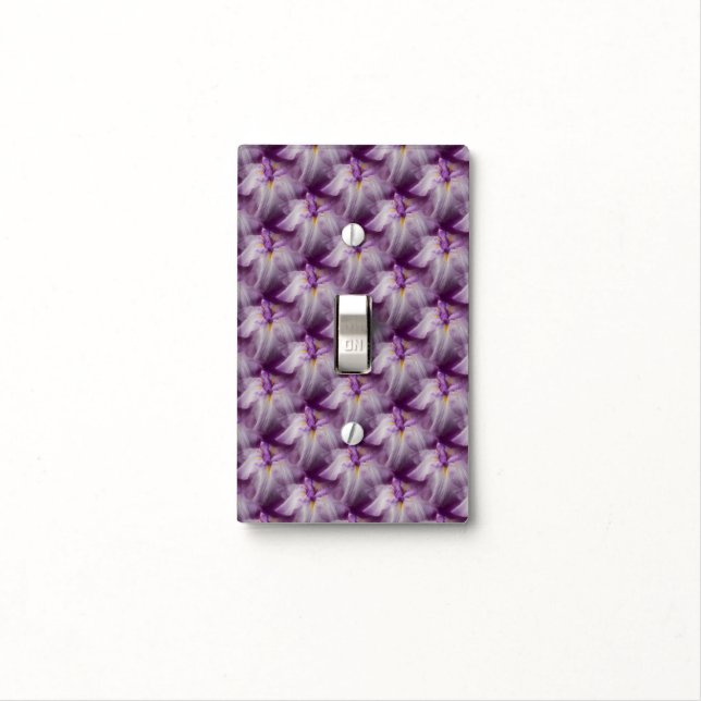 Purple Japanese Iris Floral Pattern  Light Switch Cover (In Situ)