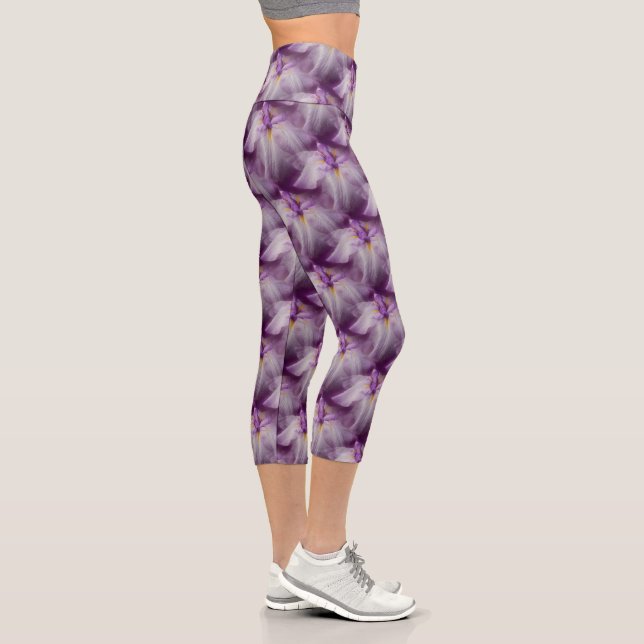 Purple Japanese Iris Flower Nature   Capri Leggings (Right)