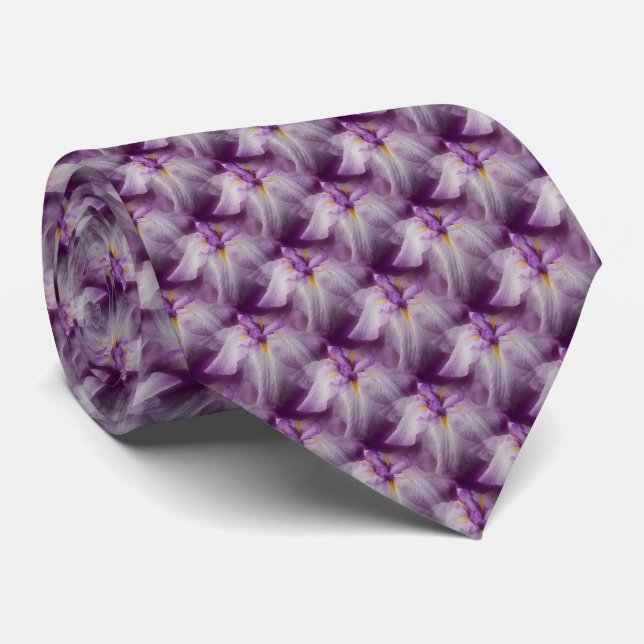 Purple Japanese Iris Flower Nature  Neck Tie (Rolled)