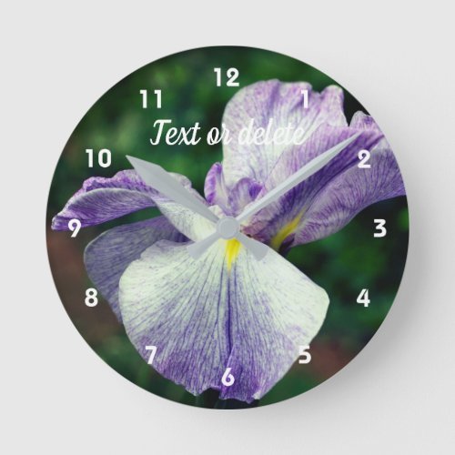 Purple Japanese Iris Flower Unfolding Personalized Round Clock