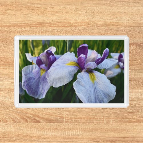 Purple Japanese Irises Floral Acrylic Tray