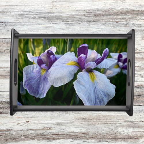 Purple Japanese Irises Floral  Serving Tray