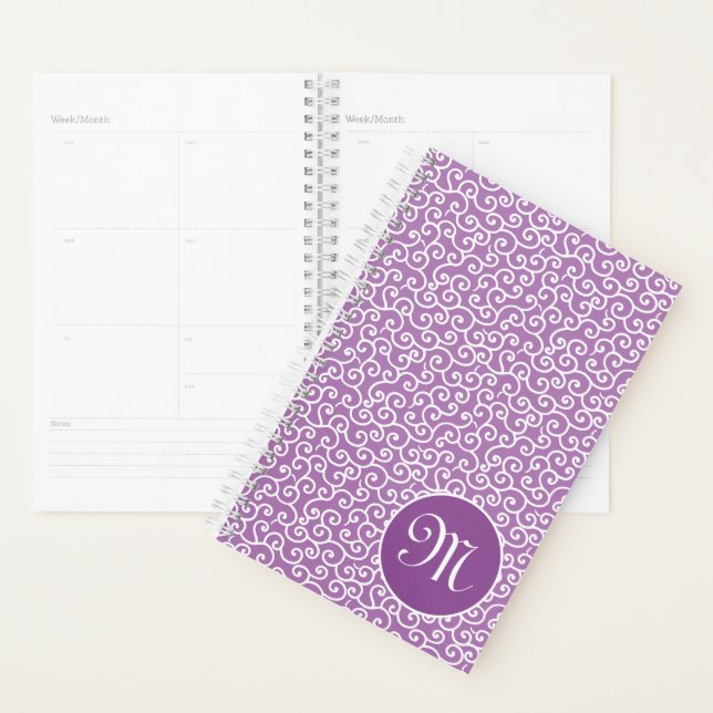 Purple Japanese Karakusa Spiral Vine Pattern Planner (Display)