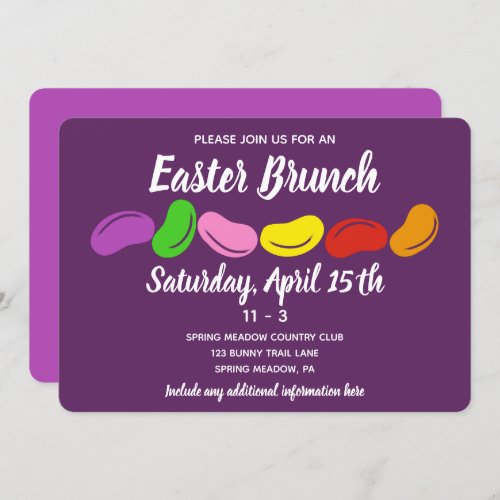 Purple Jelly Beans Easter Brunch Party Invitation