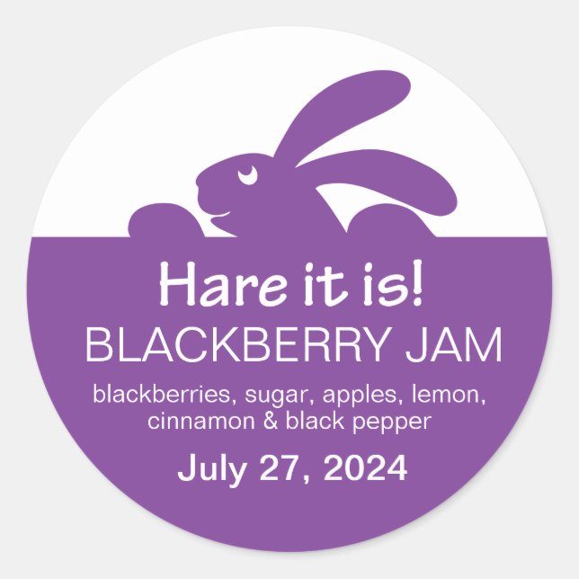 Purple Jelly Jar Rabbit Label (Front)