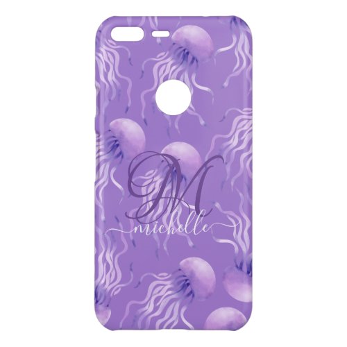  Purple Jellyfish Monogram Google Pixel XL Case 