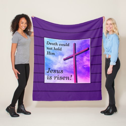 Purple JESUS IS RISEN Easter Fleece Blanket
