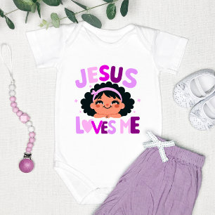 Purple "Jesus Loves Me" Design  Baby Bodysuit