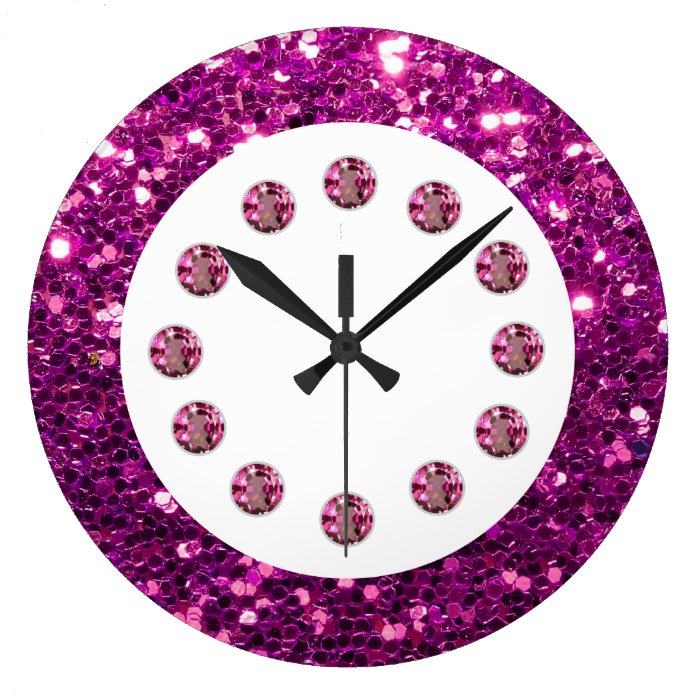 Purple Jewel Bling Wall Clock Zazzle
