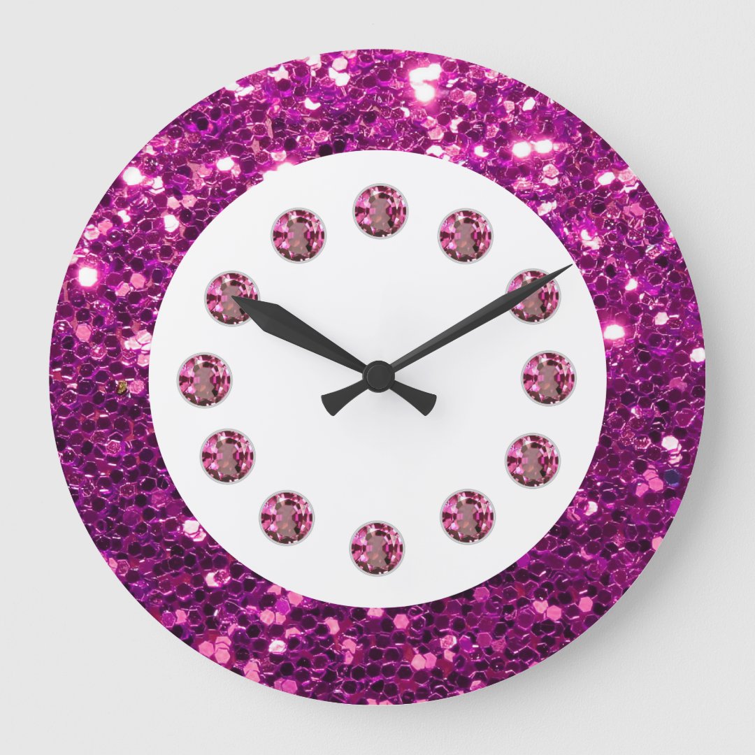 Purple Jewel Bling Wall Clock | Zazzle