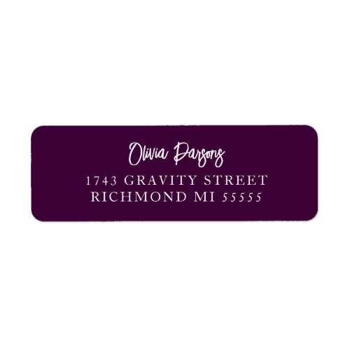 Purple Jewel Modern Hand Lettering Script Address Label