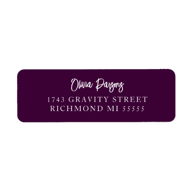 Purple Jewel Modern Hand Lettering Script Address Label (Front)