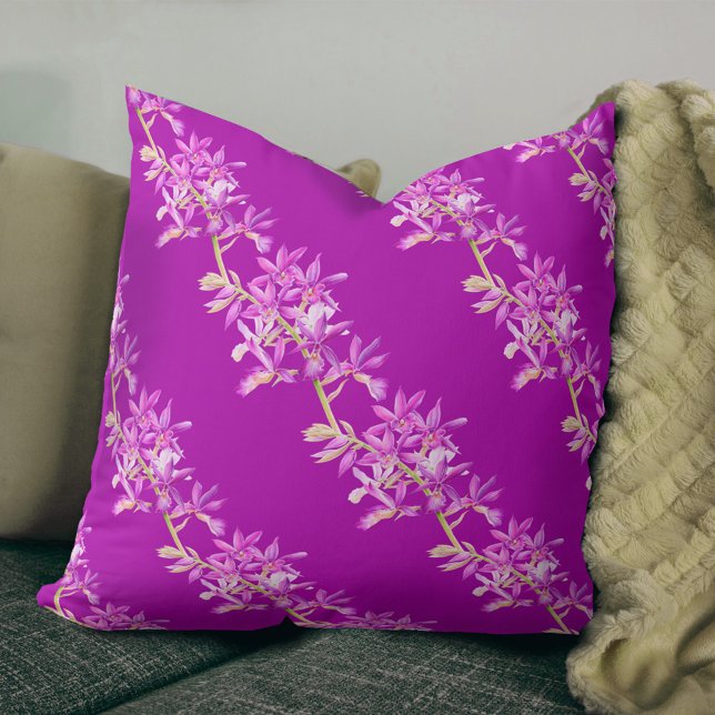 Purple jewel orchid flower watercolor art throw pillow (Creator Uploaded)
