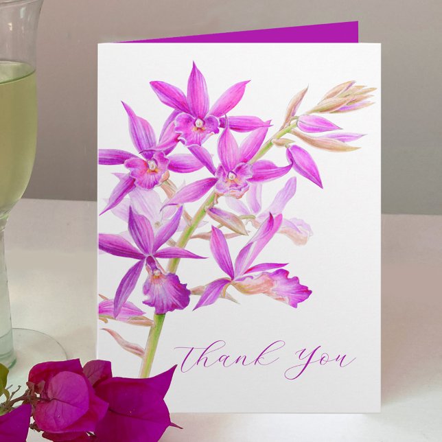 purple jewel orchid watercolor wedding thank you card (Creator Uploaded)