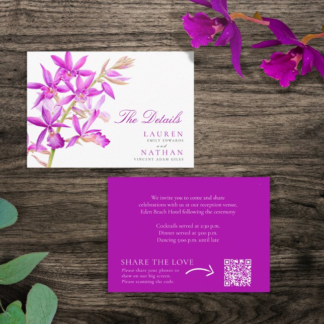 Purple jewel orchid wedding handy details enclosure card (Creator Uploaded)