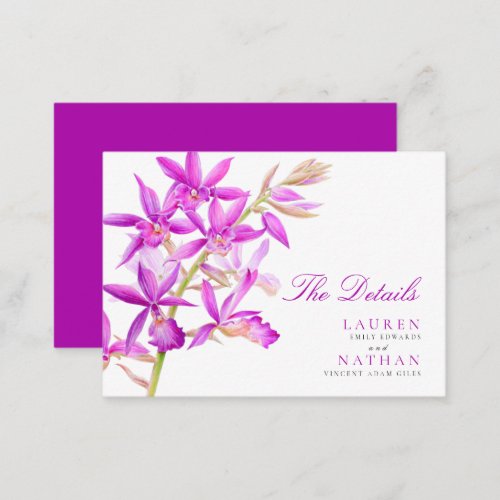 Purple jewel orchid wedding handy details enclosure card