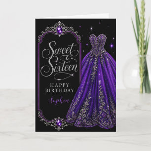 Purple Jewel Sweet 16 Birthday Celebration Card