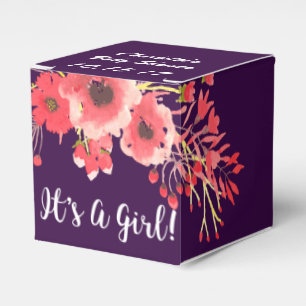 Purple Jewel Tone Watercolor Flowers Baby Shower Favor Boxes