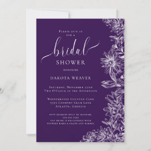 Purple Jewel Tones Floral Bridal Shower Invitation