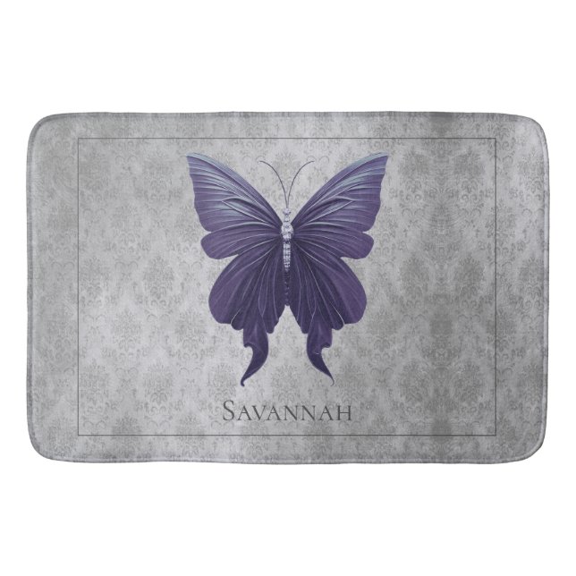 Purple Jeweled Butterfly Bath Mat (Front)