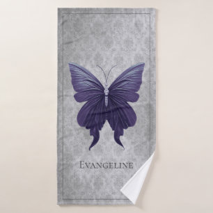 Purple Jeweled Butterfly Bath Towel Set