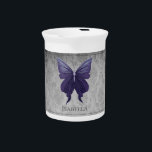Purple Jeweled Butterfly Beverage Pitcher<br><div class="desc">Serve your hot or cold beverages with this unique Jeweled Butterfly Personalized Porcelain Pitcher. Pitcher design features a vibrant jeweled butterfly against an elegant vintage gray damask pattern. Additional gift items available with this design as well as a variety of colors.</div>