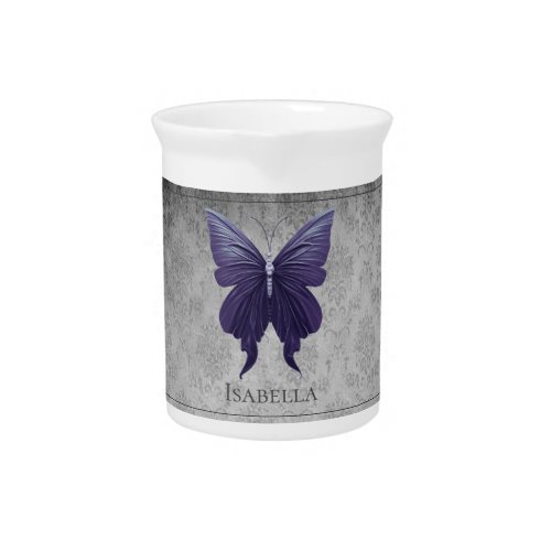 Purple Jeweled Butterfly Beverage Pitcher