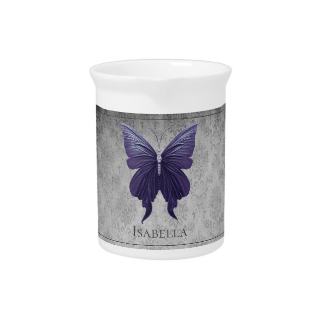 Purple Jeweled Butterfly Beverage Pitcher (Front)