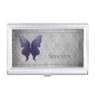 Purple Jeweled Butterfly Business Card Case